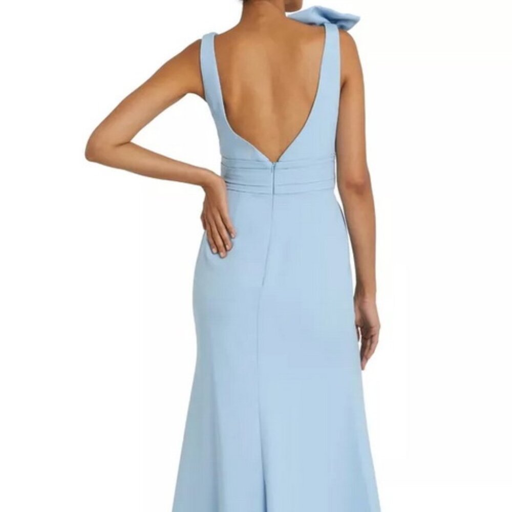 Mac Duggal Powder Blue Bow Shoulder V-Neck Gown - Picture 3 of 5